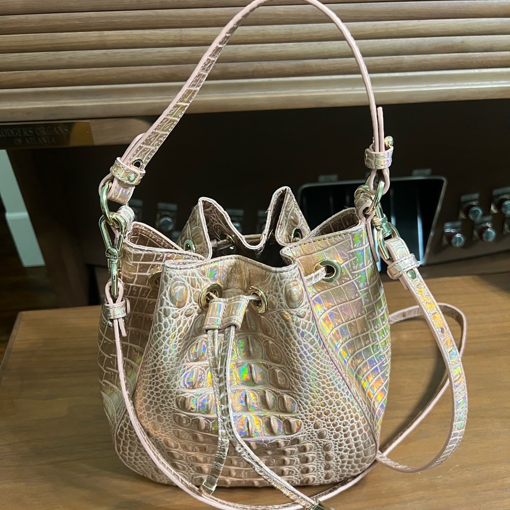 Brahmin Iridescent Rosegold Melbourne Melinda handbag EUC